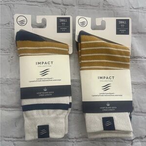 Impact Collection Hemp Blend Crew Socks Small 5-9 Unisex 2 Pairs Men Women